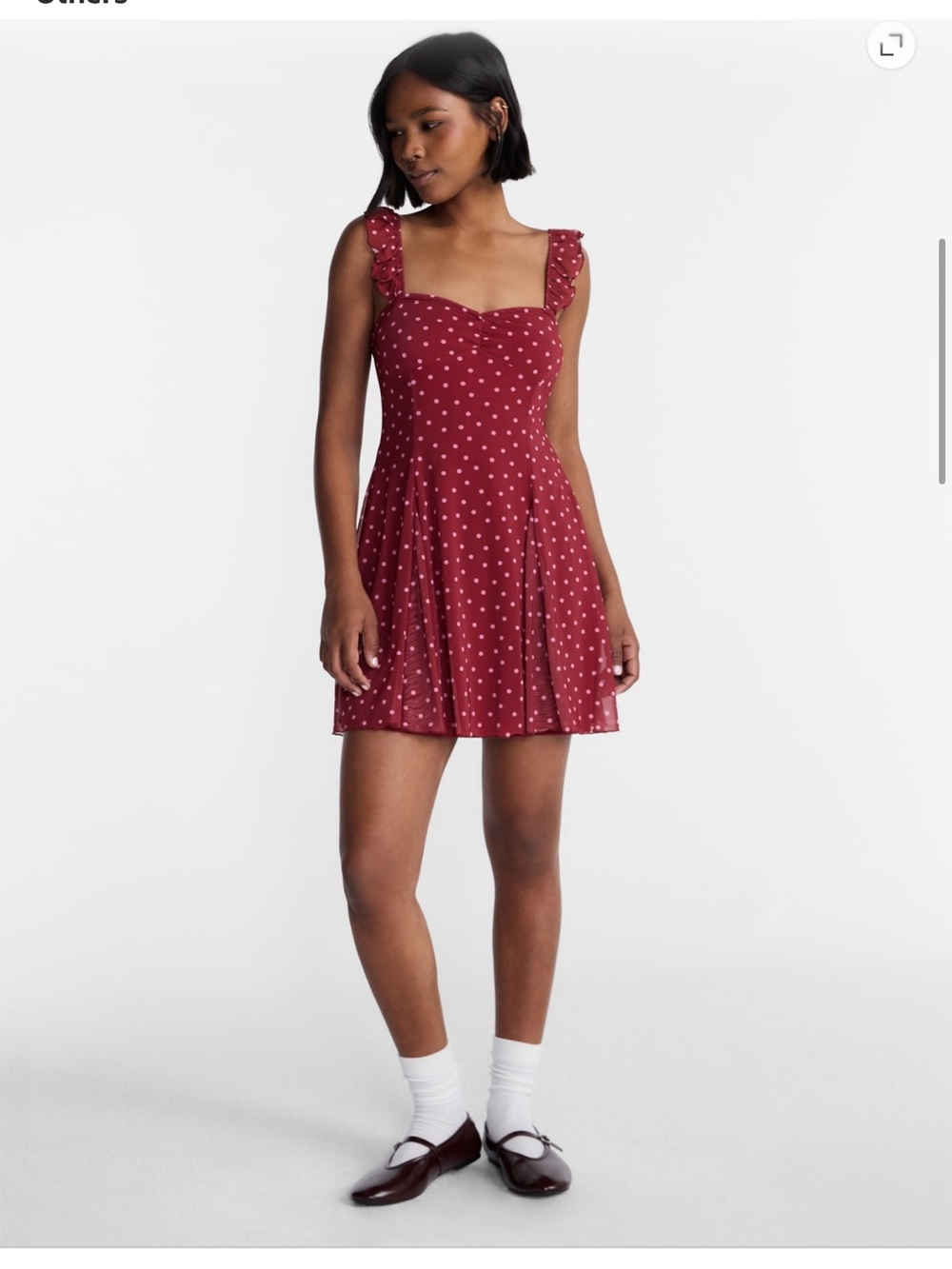 No Boundaries Burgundy Polka Dot Ruffle Strap Mini Dress